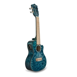 Lanikai A/E Concert—Quilted Maple Blue